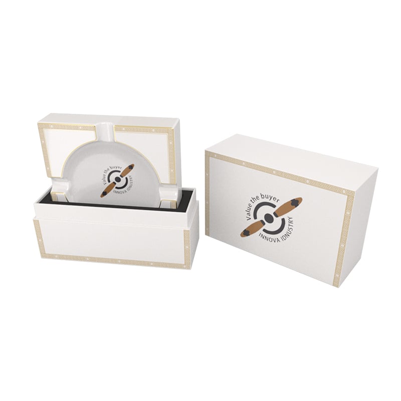 Premium quadratischer keramischer Zigarrenaschenbecher mit Verpackungskiste