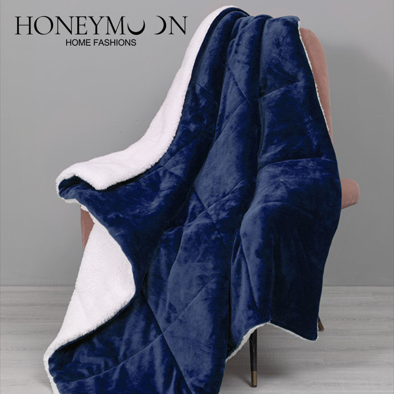 Honeymoon Wholesale Modern 100% Polyester Super Soft Customized Christmas Throw Blanket Reversible Quilt Sherpa Throw