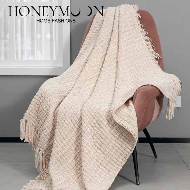 Honeymoon Cheap Travel Wearable Knitted Blanket Luxury Tassel Throws Blankets