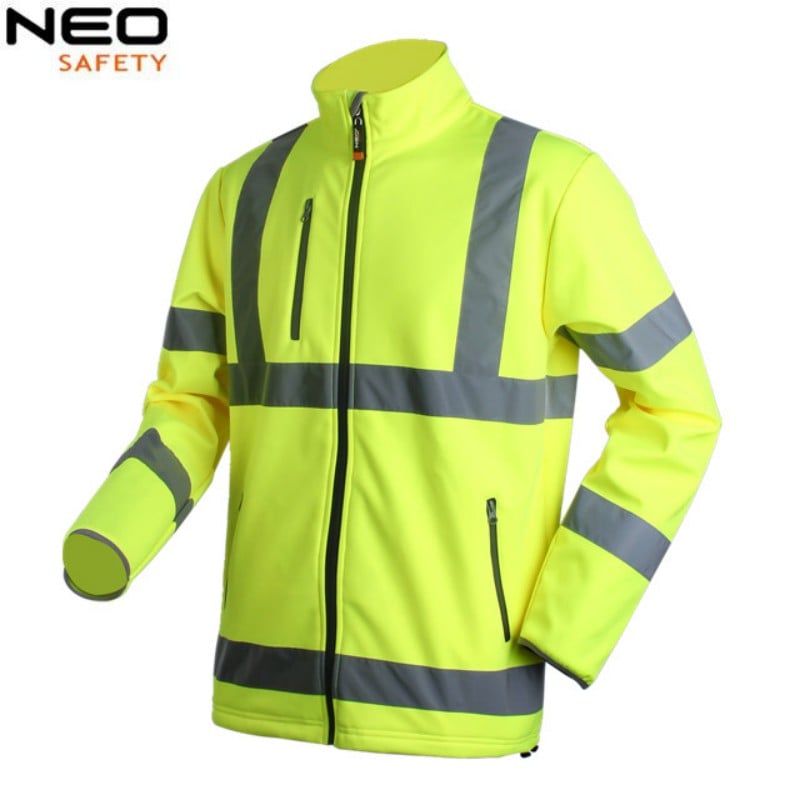 WH4815 Hivis Softshell Waterproof Reflective Safety Jacket EN20471 reflective tape Clothing Workwear Hi Viz Jacket Working Cloth