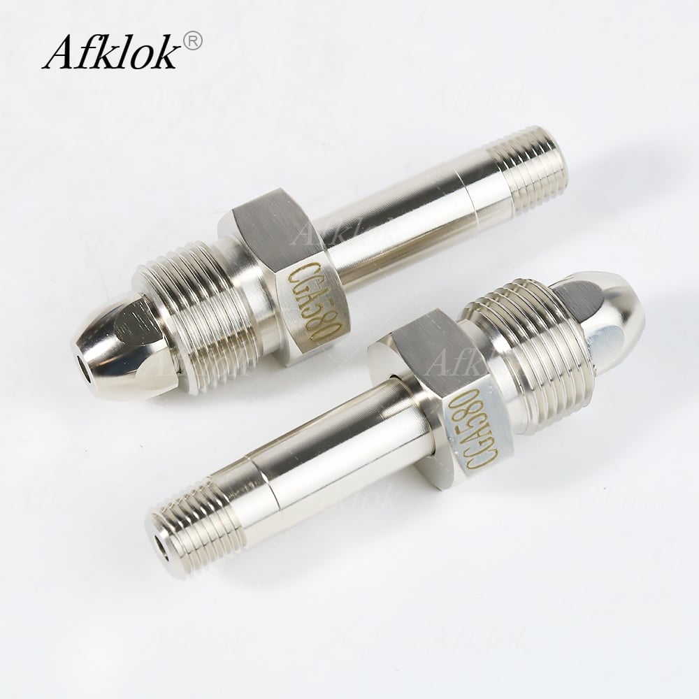 Pole Length 50mm 60mm 70mm 80mm 100mm 140mm CGA300/320/326/330/350/510/540/580/590/660/705/870 High Precision Brass Nickel Plated Cylinder Fittings for 1/4