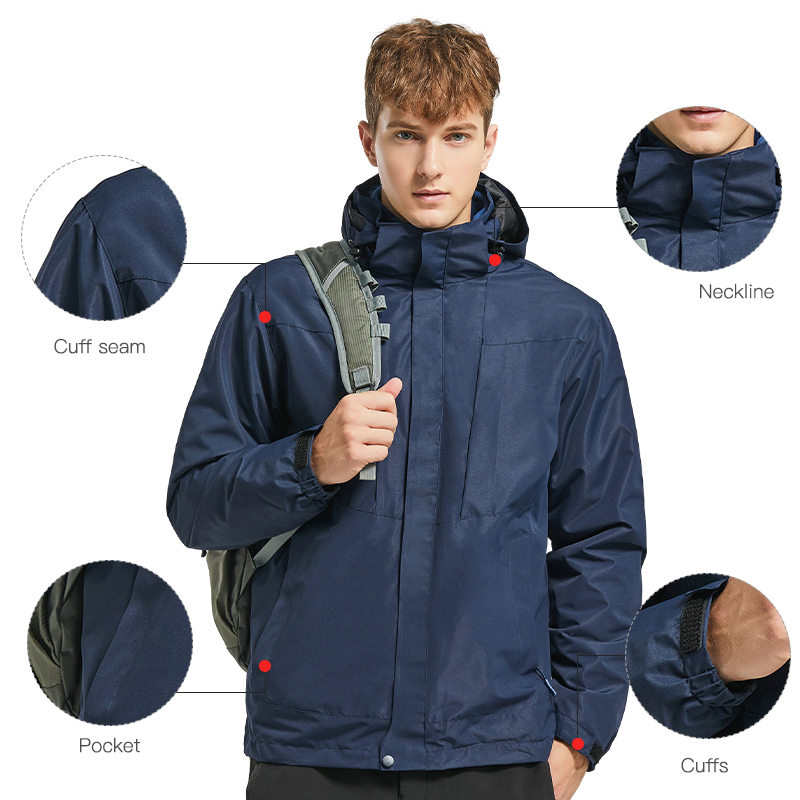 Custom 3-in-1 Outdoor Jacket Waterproof Windproof Men's Casual Outerwear supplier