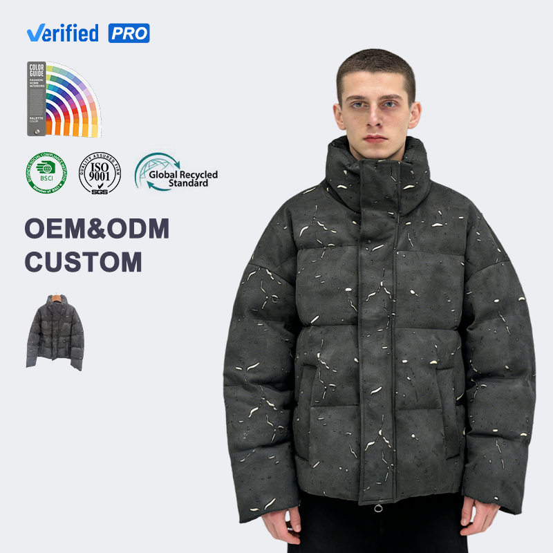 Cappotto invernale antivento dalla vestibilità larga, giubbotto imbottito con effetto bruciato, supporto OEM/ODM