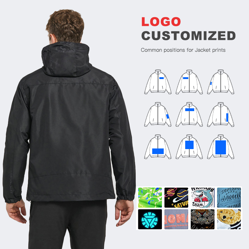Custom 3-in-1 Outdoor Jacket Waterproof Windproof Men's Casual Outerwear details