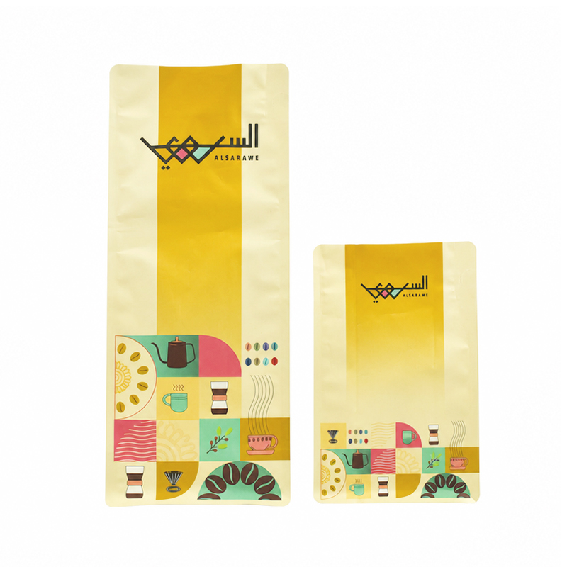 Sac à café à fond plat – sachet de 14 × 34,5 cm, 1 kg, en MOPP + VMPET + PE, avec fermeture éclair en forme de T, dimensions personnalisables