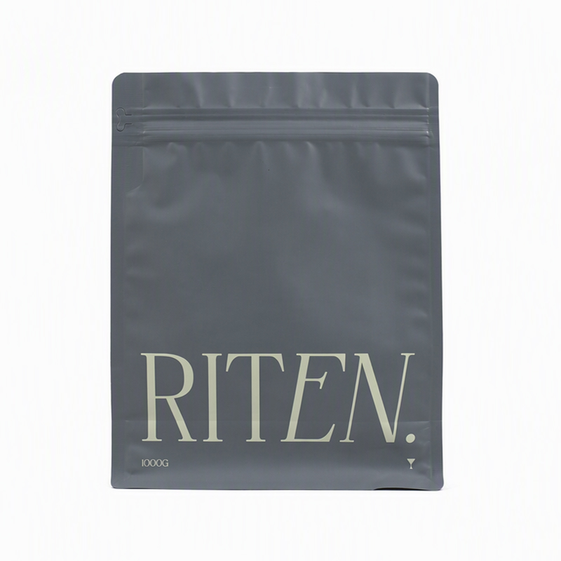 Sac à café à fond plat métallisé mat – sachet résealable, 20 × 26 cm, avec valve dégazante, pour grains de café de 250 g et 1 kg