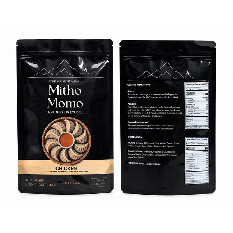 底面印刷・ジッパー付き冷凍食品用スタンドアップパウチ－サイズ：18×28＋10cm、素材：PET＋NY＋冷凍用PE