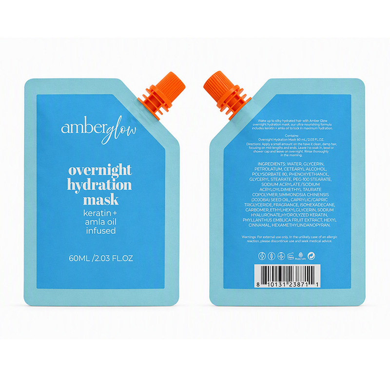 Sachet à bec verseur pour masque facial – Sachet incliné en PET + PA + PE, emballage personnalisé pour soins de la peau