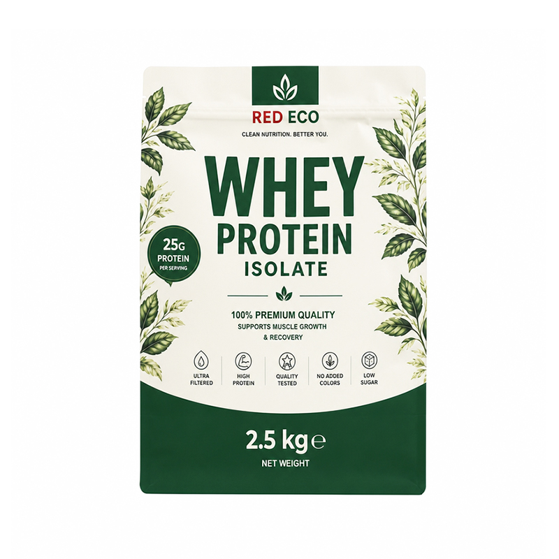 Sachet plat à fond reconstitué mat métallisé pour protéines – 25 × 36 cm, 2,5 kg, impression intégrale
