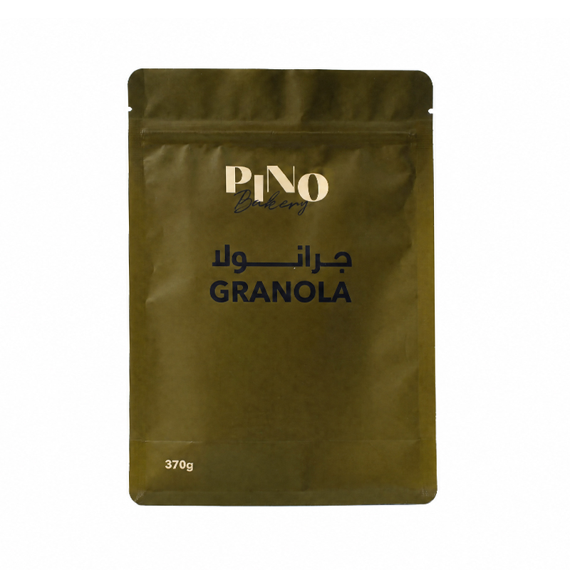 Sachet d’emballage pour granola – sac plat en papier kraft, dimensions 16 × 26 + 6 cm, écologique