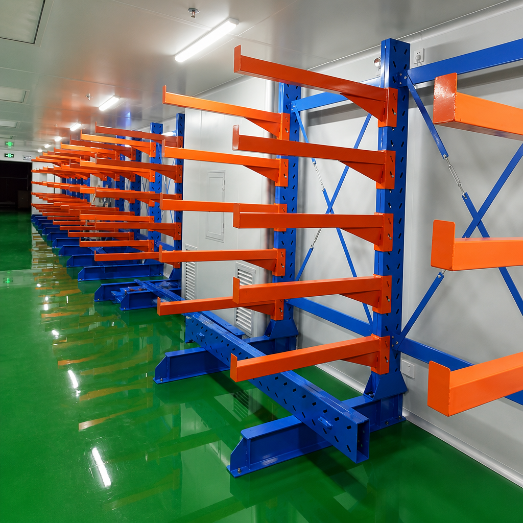Medium Duty Cantilever Racking System: Versatile Industrial Blue Shelving for Efficient Long Goods Inventory Storage