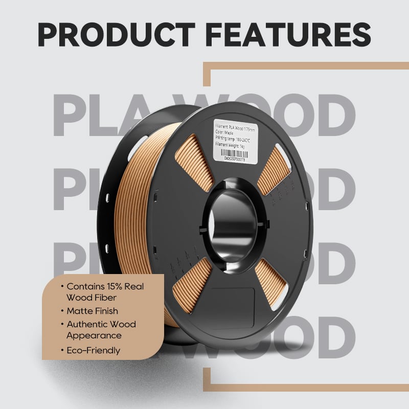 High Toughness Wood PLA 3d Printer Filament 2.85mm No Warping No Clogging High Quality Matte Finish Plastic Filament