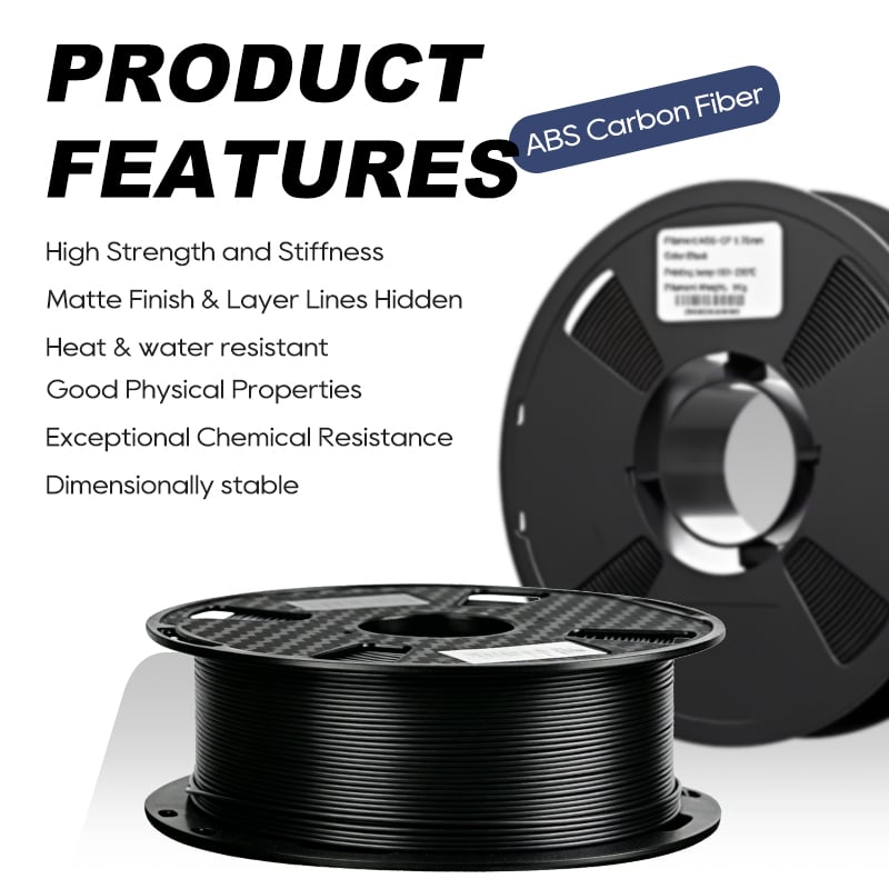Dowell 5kg High Strength ABS Carbon Fiber 3d Printing Filament 1.75mm Black Abrasion Resistance Durable ABS Filament  