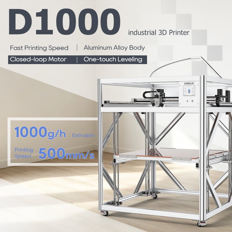 DOWELL3D D1000 Industrial 3D Printer 1000mm Large Volume High Flow Auto Leveling Printer for Rapid Prototyping