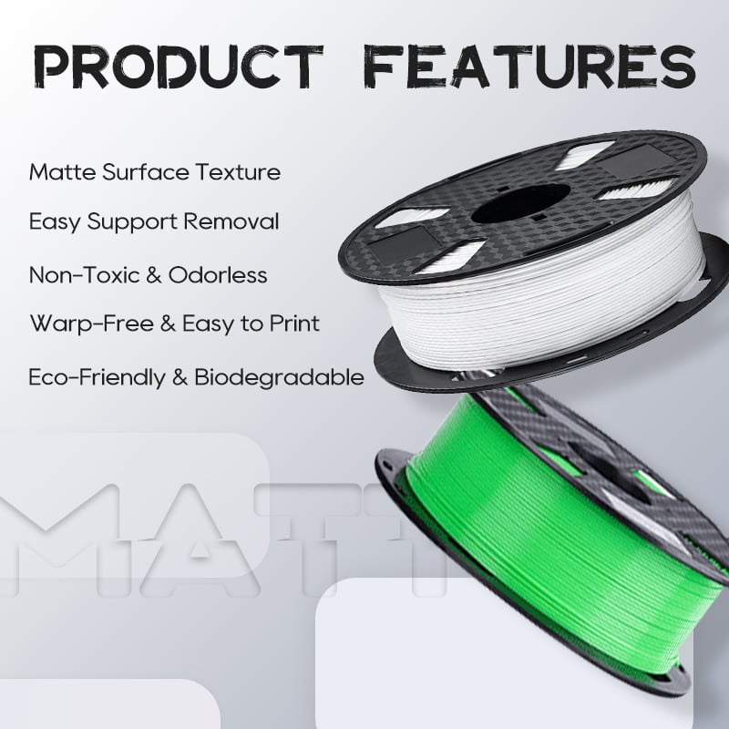 Matte PLA Filament 1.75mm 2.85mm 1kg Accuracy +/- 0.02mm No Warping No Clogging Perfect For FDM 3D Model Printing