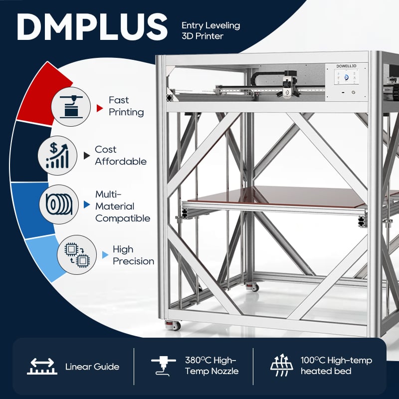 Imprimante 3D rapide Dowell DM10-16plus, vitesse d’impression de 500 mm/s, professionnelle, avec nivellement automatique et grand format, imprimante 3D numérique