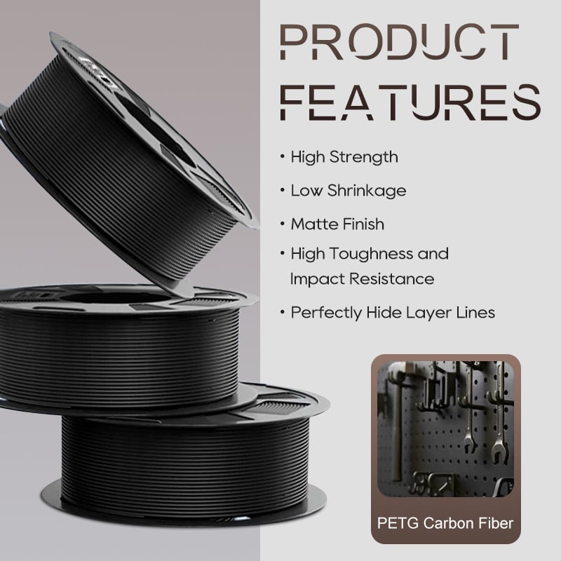Professional 3D Printing PETG Carbon Fiber Filament  3d printing material 1.75/2.85mm 3kg/roll for FDM 3D Printer