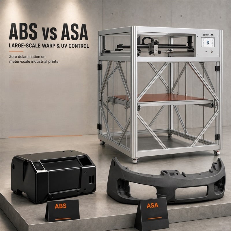 ABS vs ASA вялікія дэталі: карпус, УФ- і кантроль скручвання