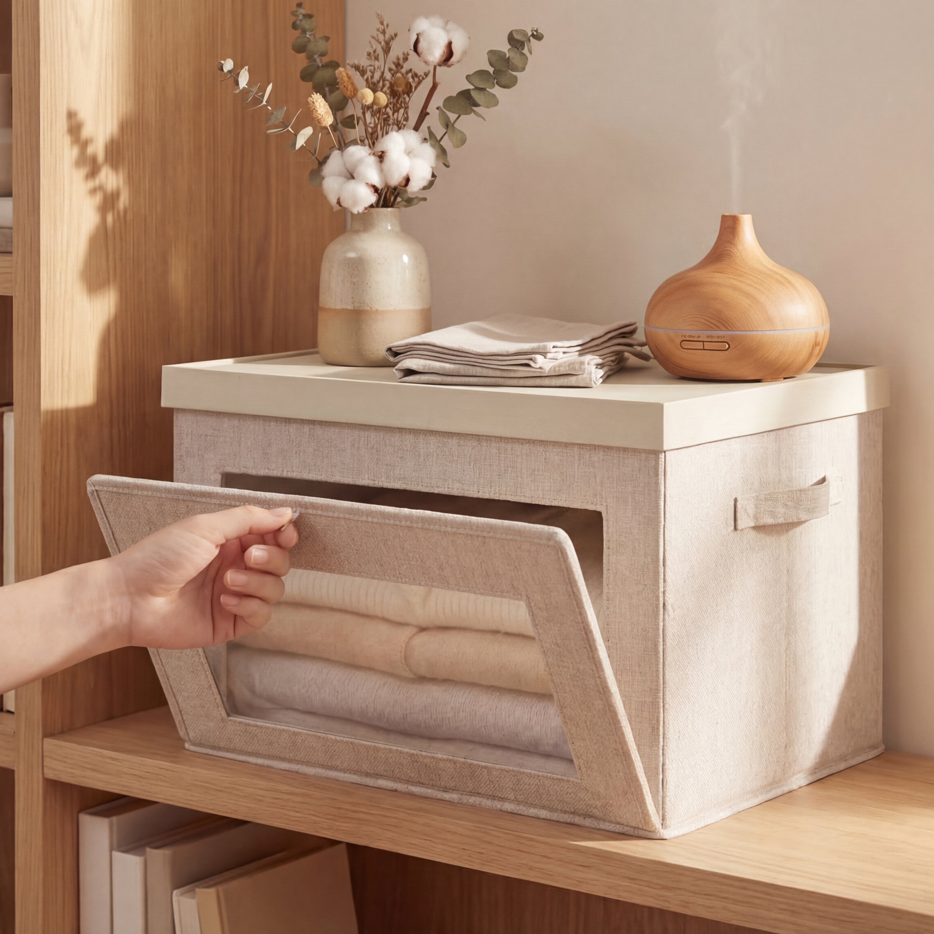 Plastic Lid Front Open Foldable Box-L