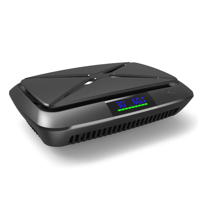Car Air Purifier HD7005 | UV Sterilization Negative Ion Cleaner with Aroma Diffuser, Temperature Humidity Display
