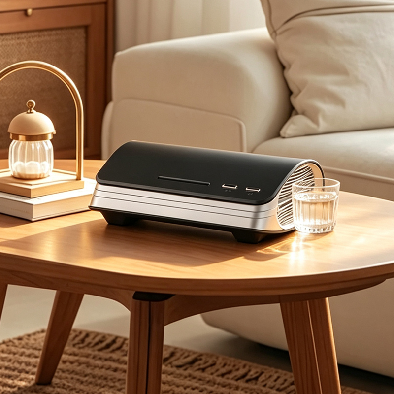 Portable Car Air Purifier with UV LED Sterilization, Negative Ion, HEPA Filter, Aroma Diffuser, 4H Timer, 2 Speed Modes for Vehicle & Desktop

