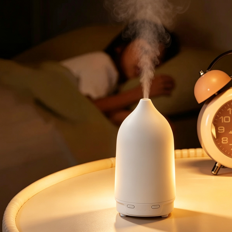 A6002 Ultrasonic Essential Oil Diffuser, 170mL Quiet Aroma Humidifier with Warm & Colorful Night Light, Auto Shut-Off for Home Bedroom Office
