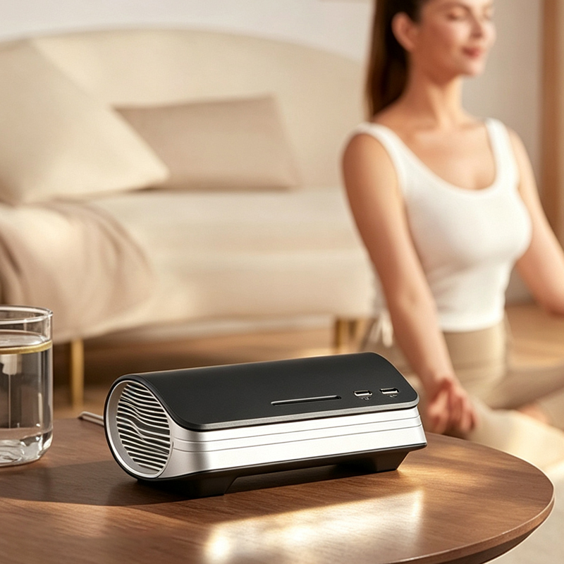 Portable Car Air Purifier with UV LED Sterilization, Negative Ion, HEPA Filter, Aroma Diffuser, 4H Timer, 2 Speed Modes for Vehicle & Desktop
