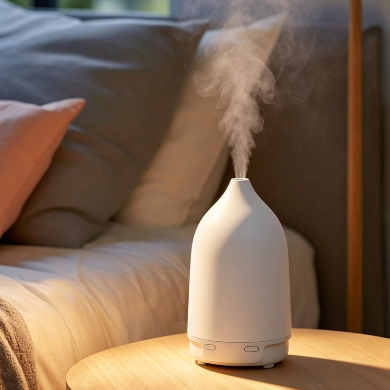 A6002 Ultrasonic Essential Oil Diffuser, 170mL Quiet Aroma Humidifier with Warm & Colorful Night Light, Auto Shut-Off for Home Bedroom Office
