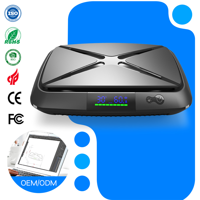 Car Air Purifier HD7005 | UV Sterilization Negative Ion Cleaner with Aroma Diffuser, Temperature Humidity Display
