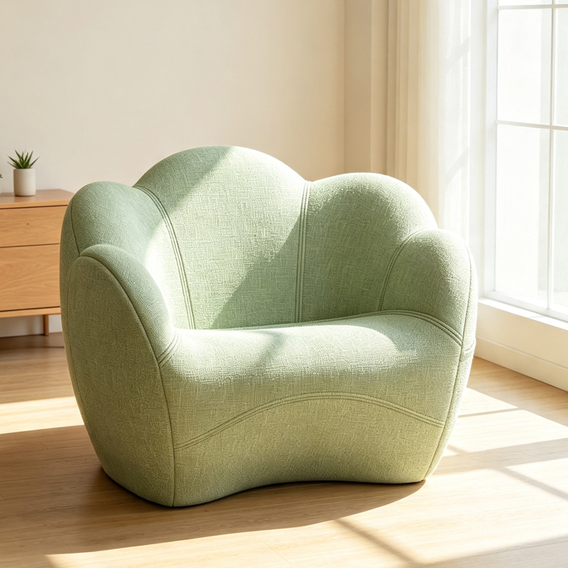 Petal Wrap-Around Lazy Sofa Chair, Ergonomic Curved Backrest Single Accent Armchair with Body Contour Support for Living Room Bedroom Balcony

