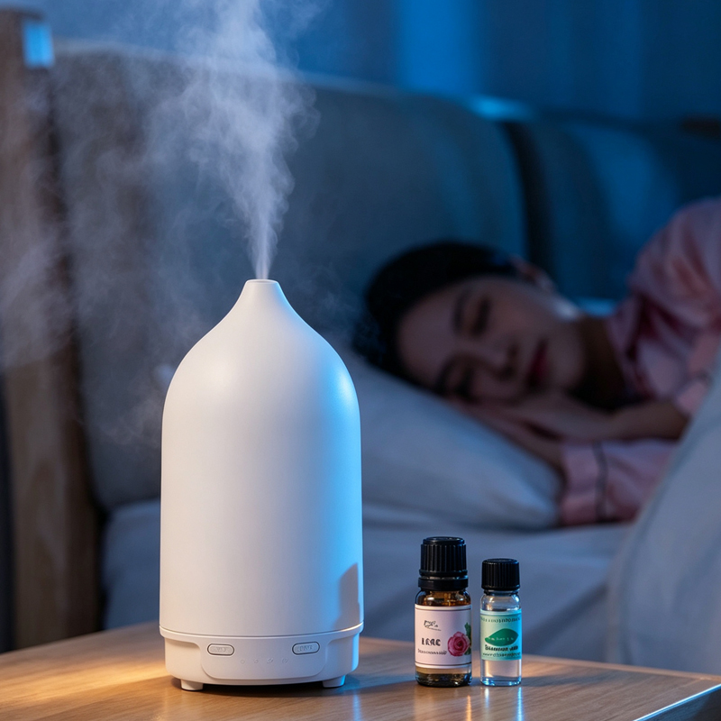 A6002 Ultrasonic Essential Oil Diffuser, 170mL Quiet Aroma Humidifier with Warm & Colorful Night Light, Auto Shut-Off for Home Bedroom Office
