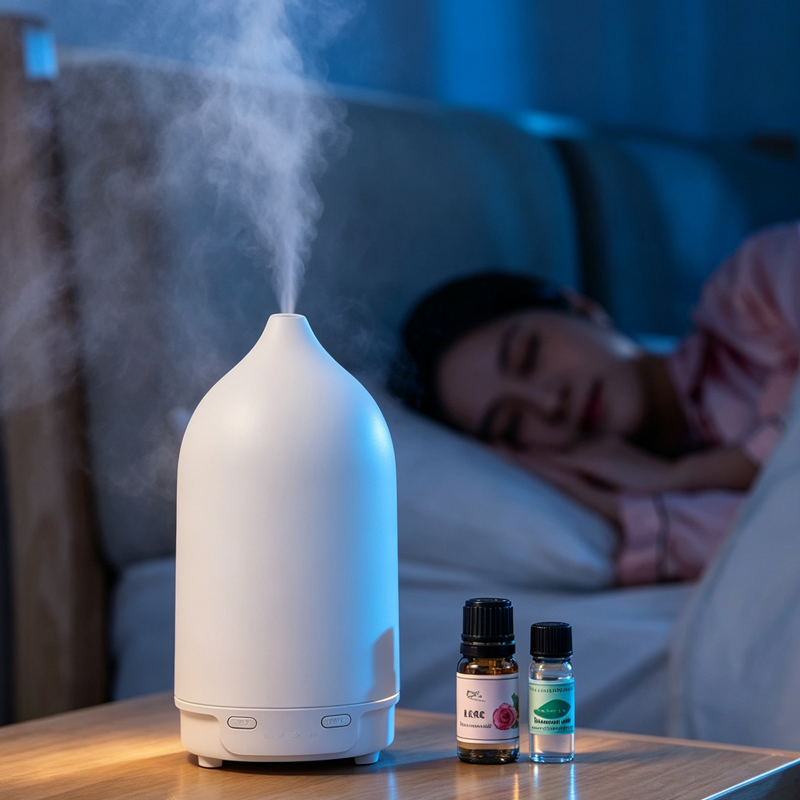 A6002 Ultrasonic Essential Oil Diffuser, 170mL Quiet Aroma Humidifier with Warm & Colorful Night Light, Auto Shut-Off for Home Bedroom Office
