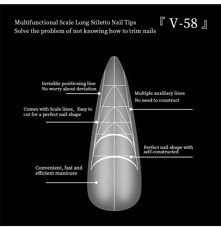 multifunctional scale long t stiletto nail tips with auxiliary lines-4