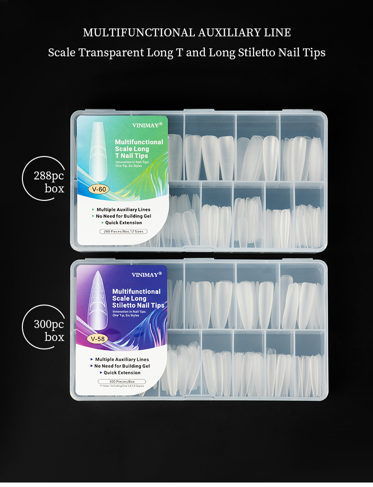 multifunctional scale long t stiletto nail tips with auxiliary lines-1