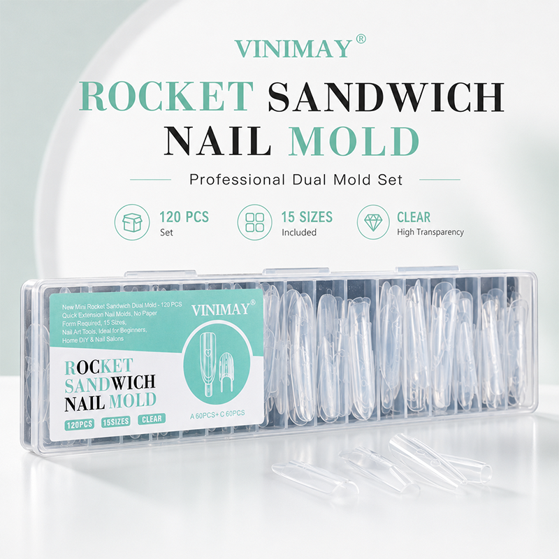 Vinimay Rocket Sandwich – dvojité nástrčky na nehty pro rychlé prodloužení nehtů, nářadí pro nehty