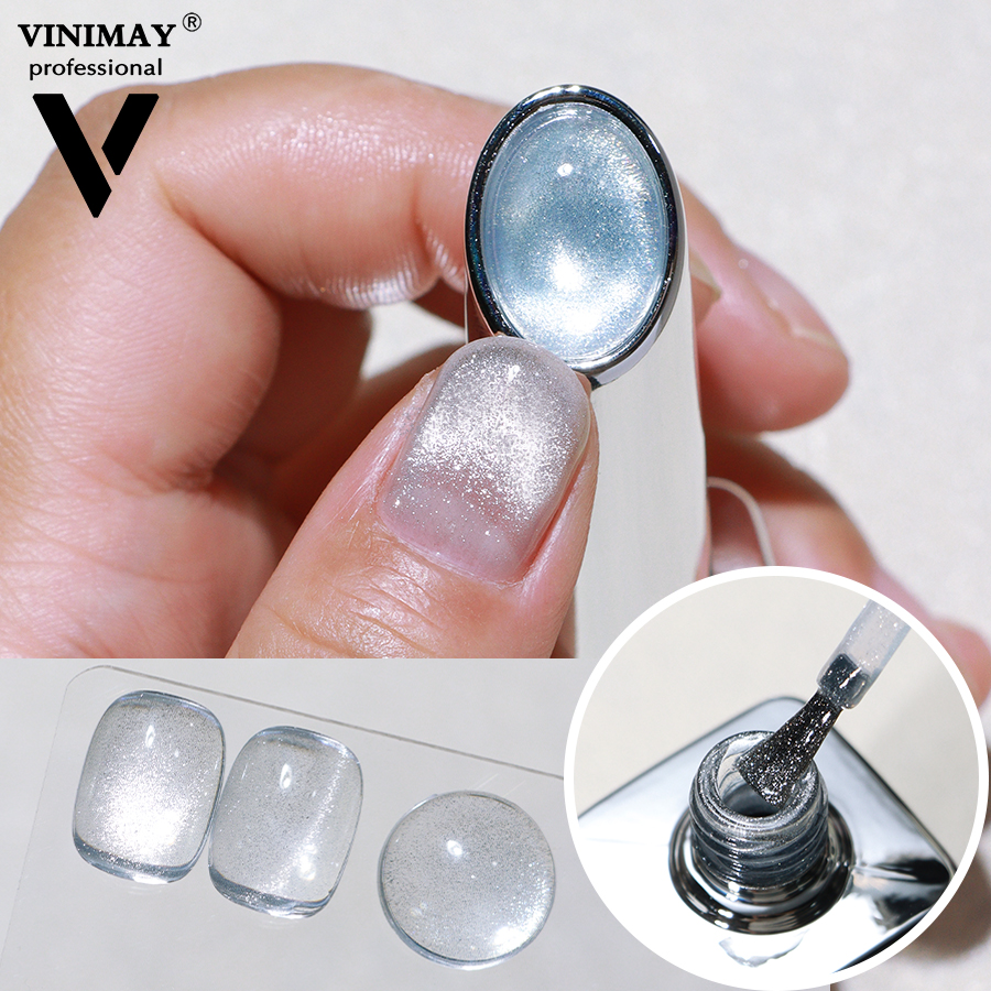 Vinimay New Updated Bottle Glass White Cat Eye Gel Polish 3 Styles Coarse Medium Fine Magnetic Powder Base Cat Eye Gel Nail Art