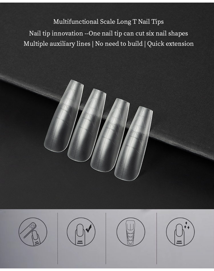 multifunctional scale long t stiletto nail tips with auxiliary lines-2