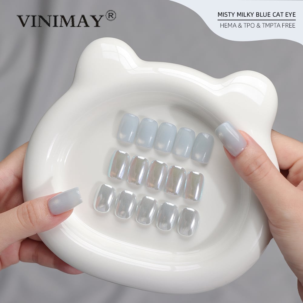 Vinimay 18ML New Milky Blue Cat Eye Gel Polish Suitable As Base Color for Chrome Powder Cream Cateye Gel Polish for Nail Design