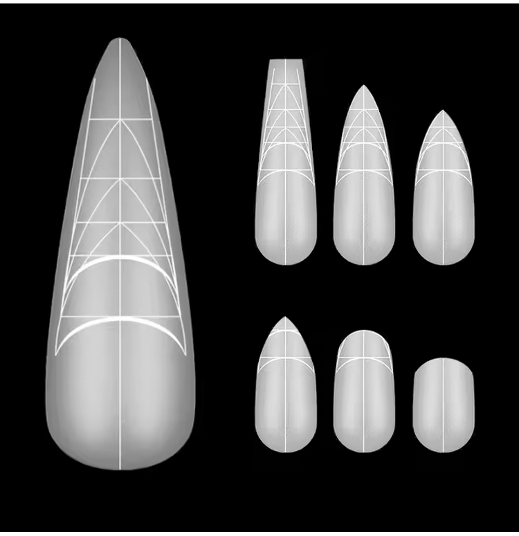 multifunctional scale long t stiletto nail tips with auxiliary lines-5