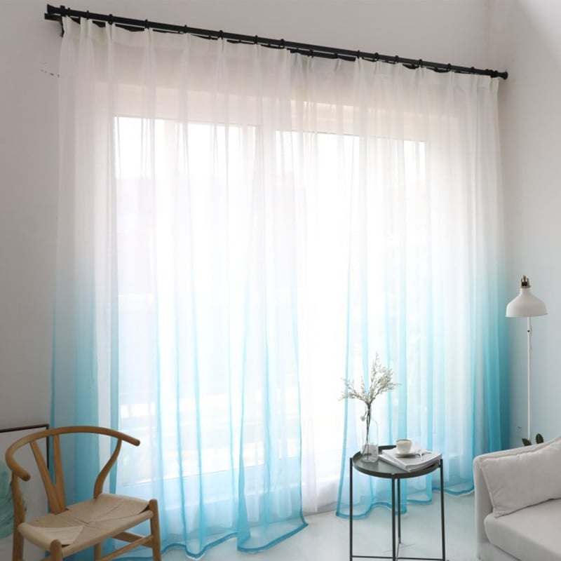 Solid color gradient print sheer cutain fabric