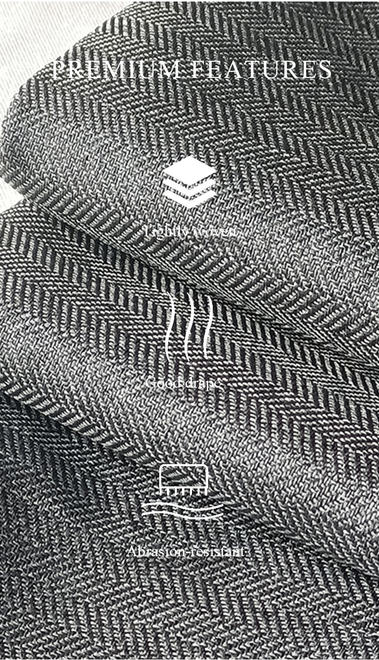 Premium features of linen-look twill curtain fabric—tightly woven, good drape, abrasion-resistant
