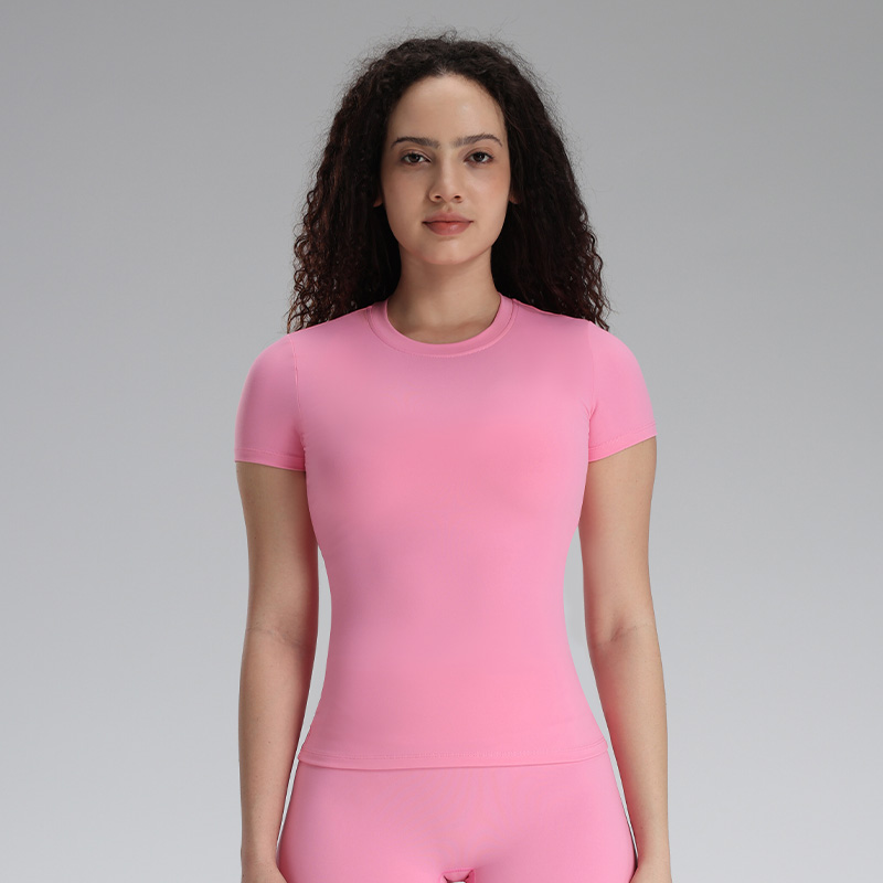 Classic Round Neck Fitness Slim Fit Breathable Sports Short Sleeve Blank Top