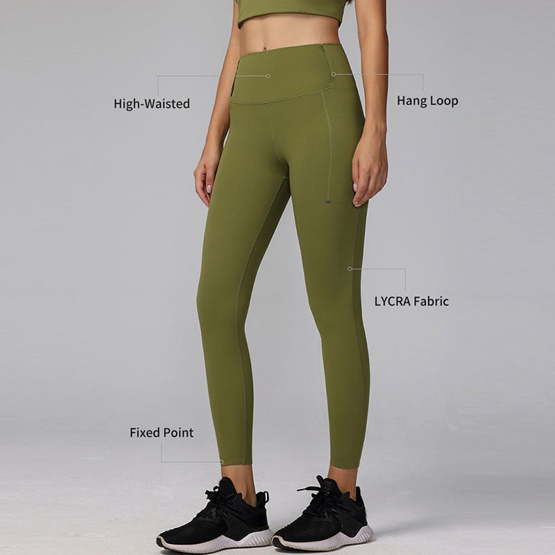 High-Waisted Fitness Yoga Leggings With Waist Hang Loop and Side Pocket