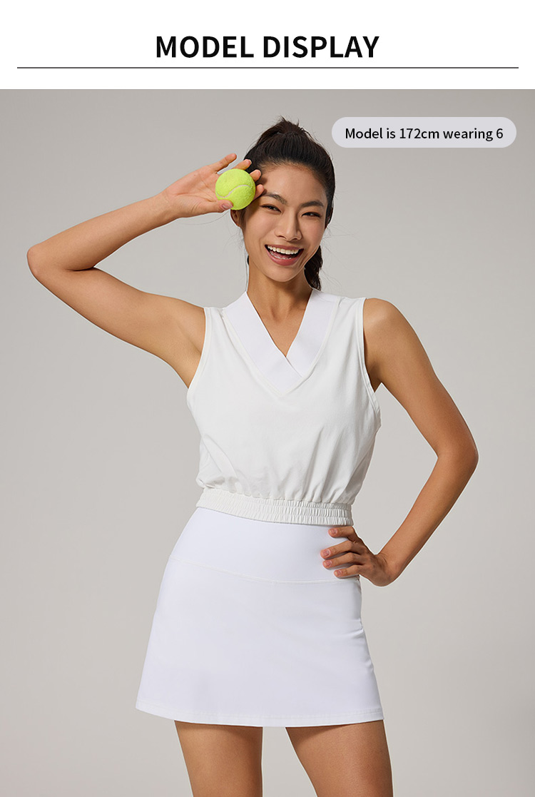Breathable V - Neck Sleeveless Tennis Wear Top Elastic Band Hem Design supplier