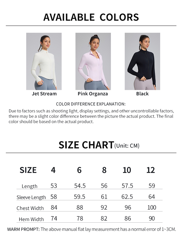 Breathable Soft Yoga Jackets With Thumbhole 3D Cutline