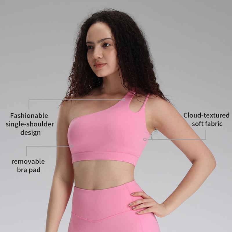 Brassière sportive à une épaule | Coussinets amovibles | Tenue d'entraînement pour yoga et gymnastique