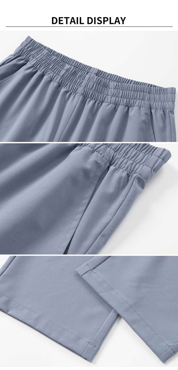 14 Color Breathable Elastic Waist Straight-Leg Pants with Side Pockets