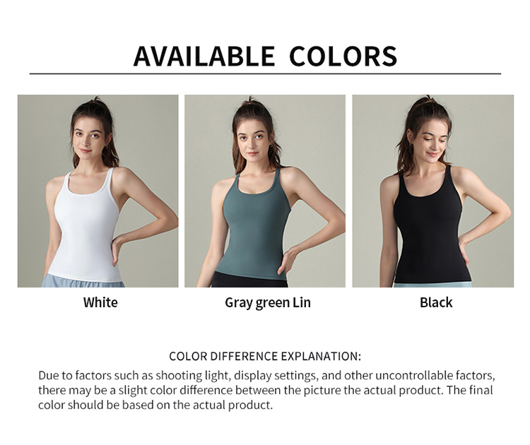Spaghetti Strap Sleeveless Vest U-shaped Neckline Tank Top With Bra