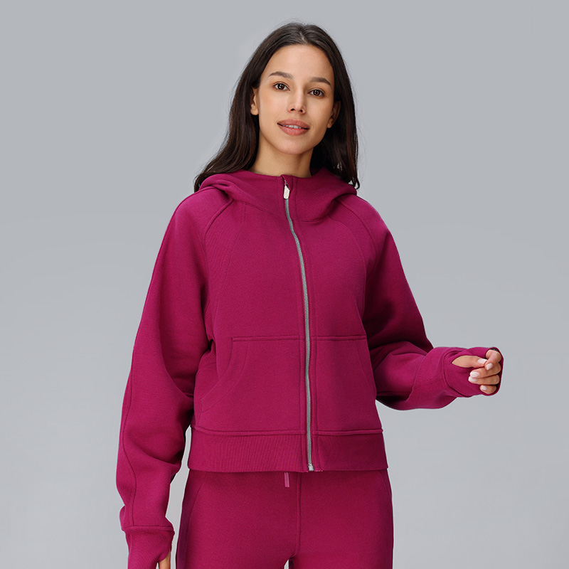 Women's Hooded Zip - Up Jacket Inside Fleece Kangaroo Pocket Hoodie (6).jpg