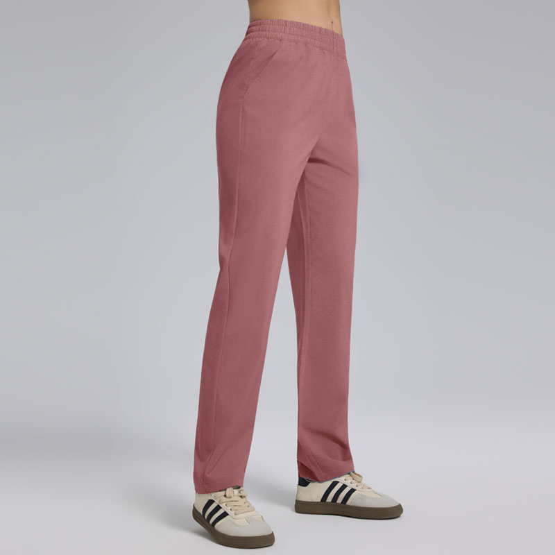 14 Color Breathable Elastic Waist Straight-Leg Pants with Side Pockets